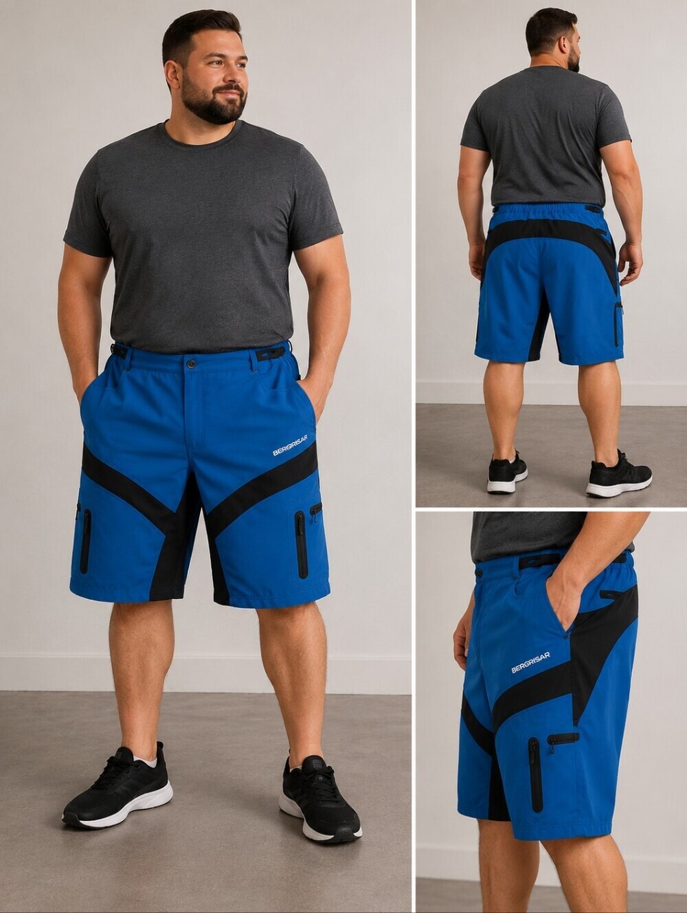 BERGRISAR Mens XXL Mountain Bike Cycling Shorts Blue Black Trail MTB New W/O Tag